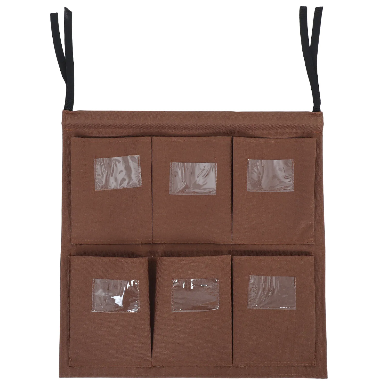 Cleaning cart storage bag for professional cleaners to keep cleaning cart tidy with label pocket, Oxford cloth coffee 49x48.8cm