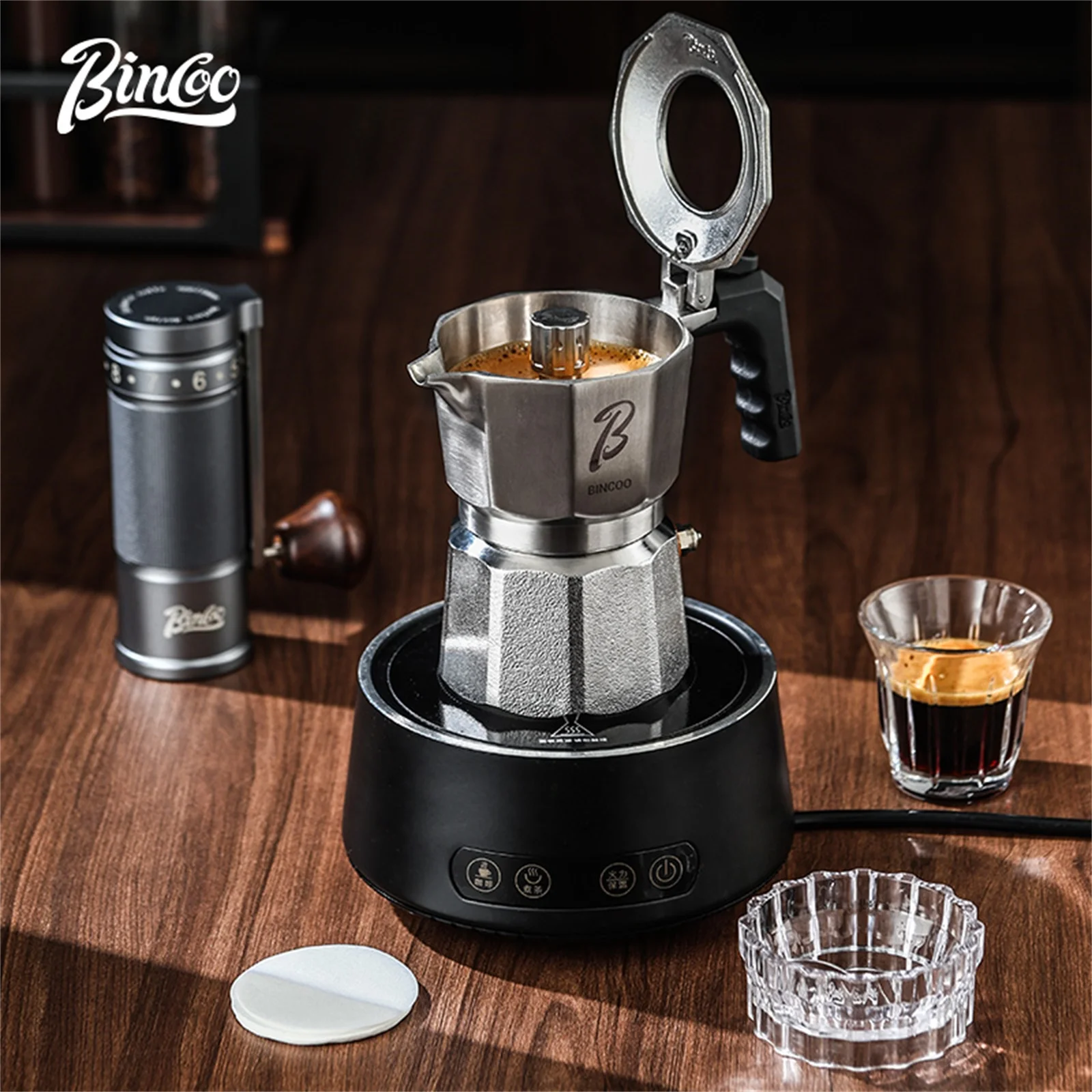 

Bincoo New Triple Valve 316 Stainless Steel Moka Pot Dual Pressure Espresso Maker 2-3.0pa Thickened Safe Home Coffee Brewing Kit