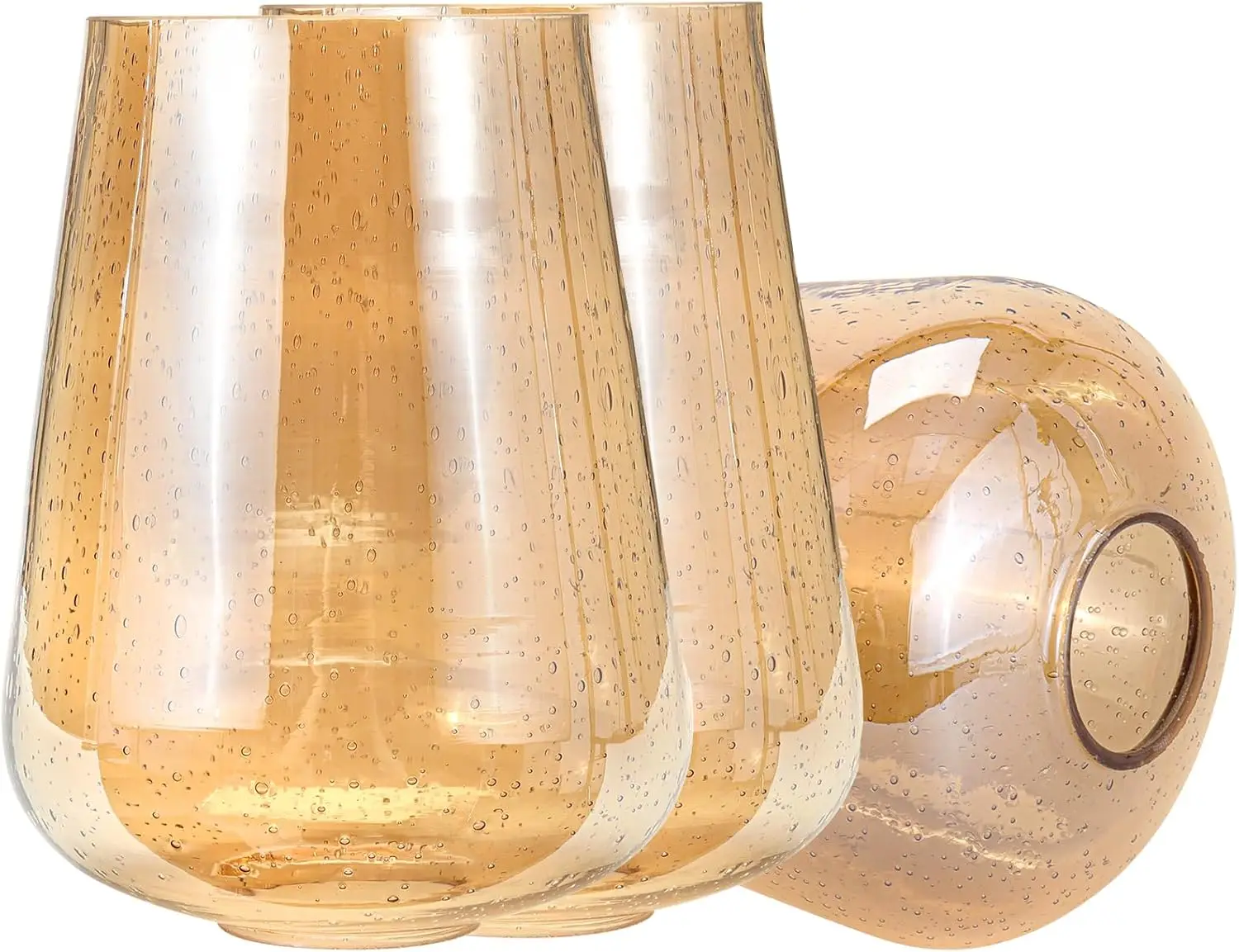 

Стеклянный плафон для светильника в форме бокала для вина, высота 6,3 дюйма, диаметр 1-5/8 дюйма, 3 штуки, прозрачное янтарное стекло с эффектом пузырьков, S