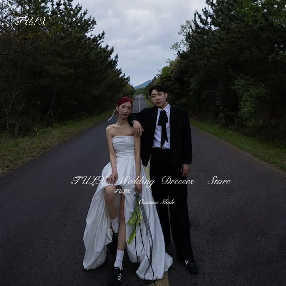 

TULX Korea Outdoor Wedding Photoshoot Strapless Taffeta A-line Floor Leng Pleat Bridal Gowns Corset 웨딩드레스 Custom Made 2025