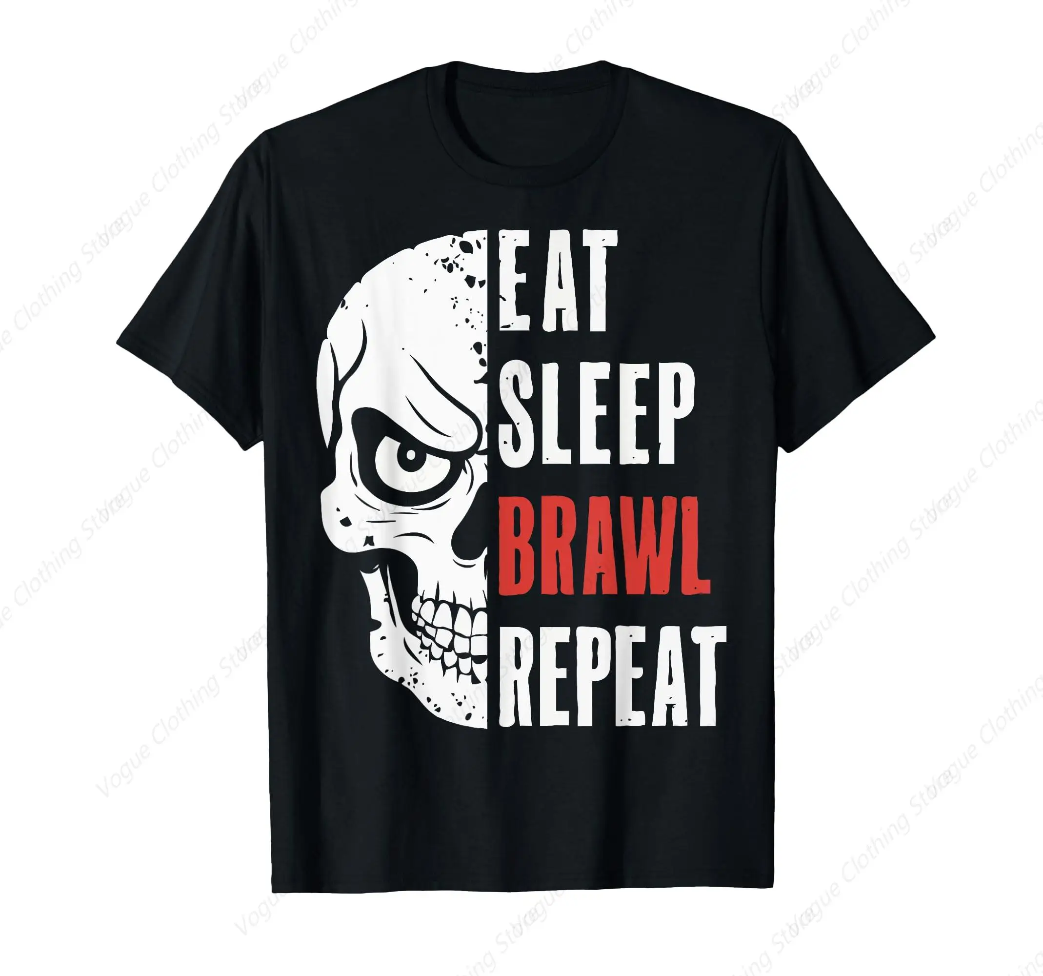 Eat Sleep Brawl Repeat Funny Video Gamer Gaming T-Shirt Prevailing Tops Cotton Short Sleeves Daily Leisure Soft Tee