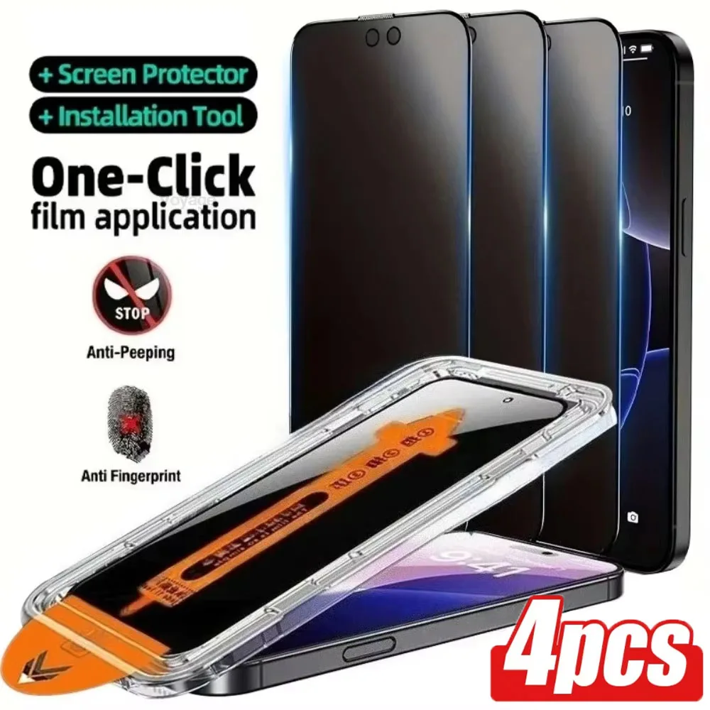 

4PCS Dust Free Installation Of Tempered Glass Screen Protectors For Xiaomi Note 12S 13 10 11 14 9 7 Pro Privacy Screen Protector