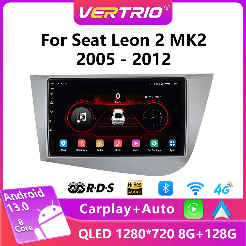 

Для Seat Leon 2 MK2 2005-2012 Android 12 Автомобильный радиоприемник Мультимедийное видео 4G 2DIN Навигация GPS Carplay без 2din DVD-плеер Стерео DSP