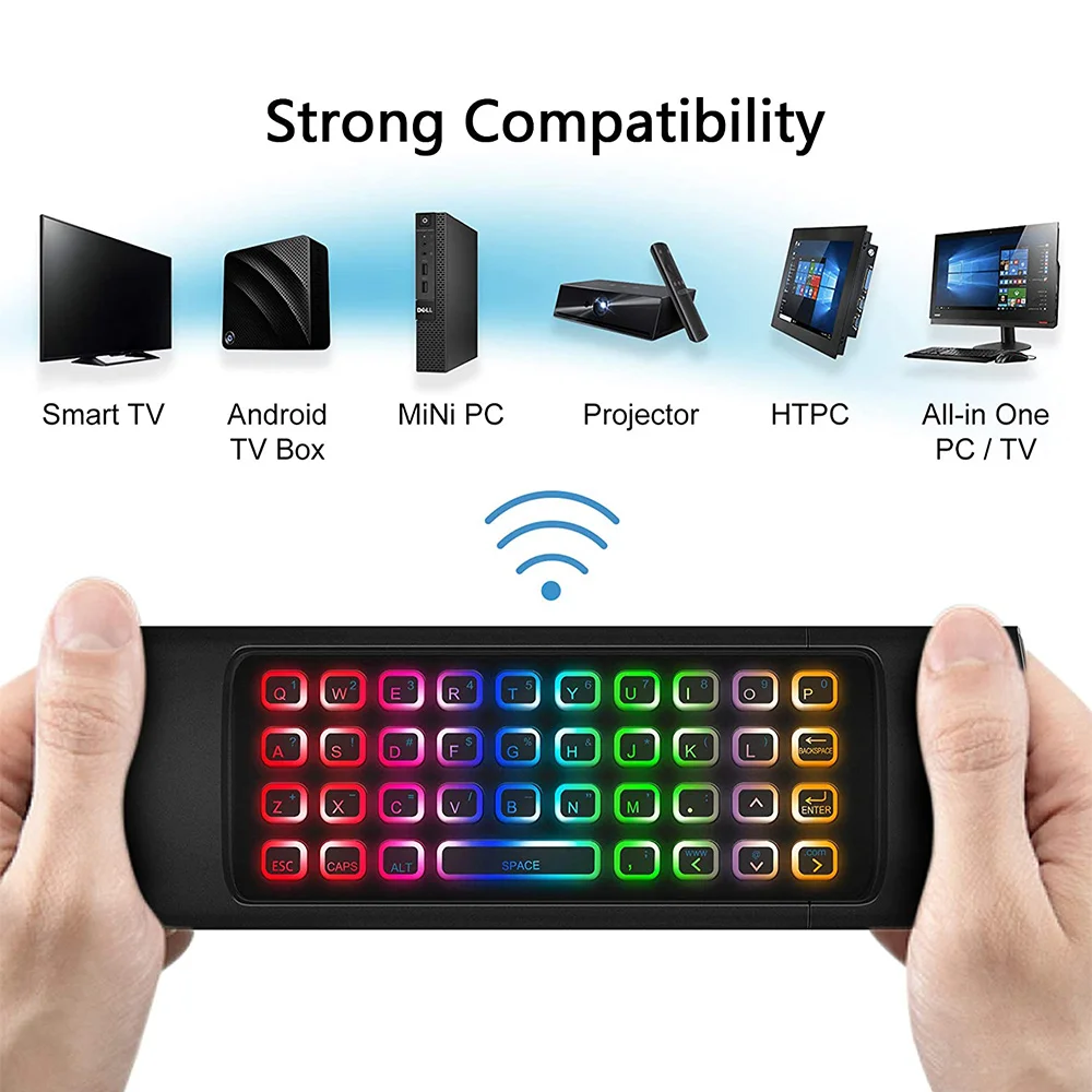 Mini clavier sans fil avec rétroéclairage RVB MX3 Pro, souris Air Mouse pour Android TV Box, télécommande, apprentissage IR