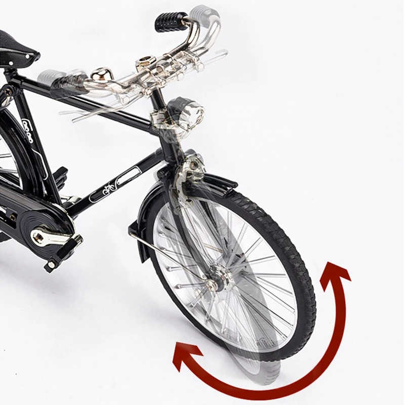 DIY Mini Alloy Bicycle Model Retro Simulation Metal Bike Assembling Educational Collection Toys For Children Gifts Durable Black