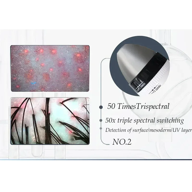 15 بوصة HD كاشف بصيلات الشعر الاحترافي محلل الجلد الرقمي أداة المجهر عالية الدقة اختبار الجلد 50/200X