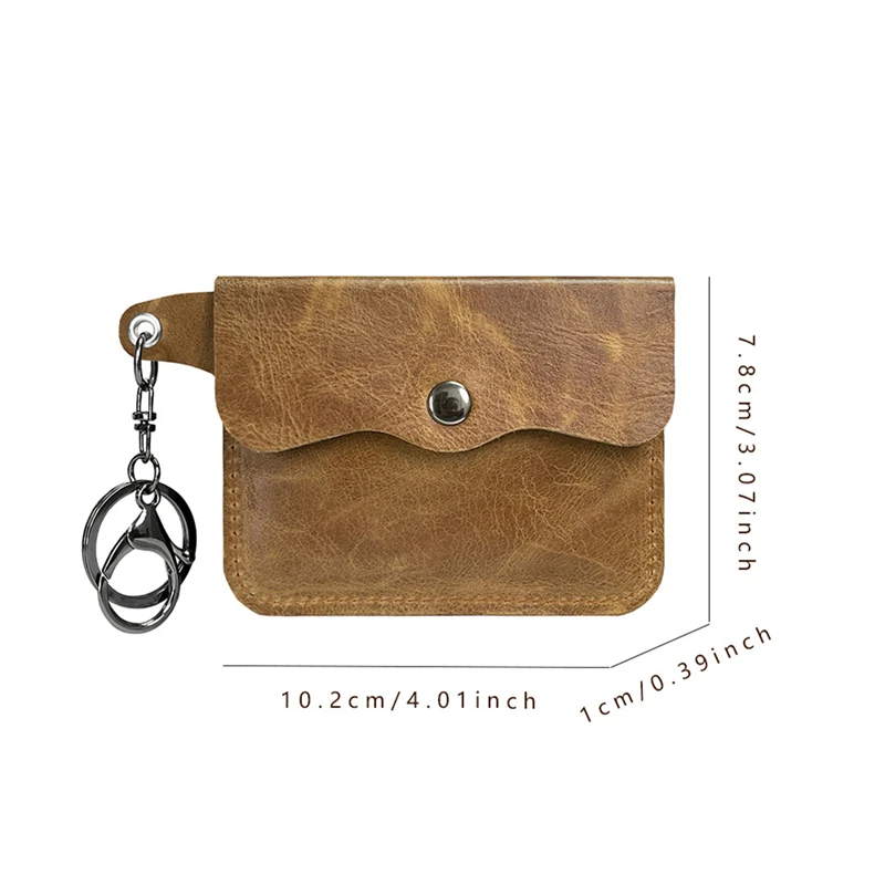 Vintage Cowhide Mini Coin Purse Handmade Keychain Small Wallet for Men Women Portable Credit Card Holder Cover Small Money Bag