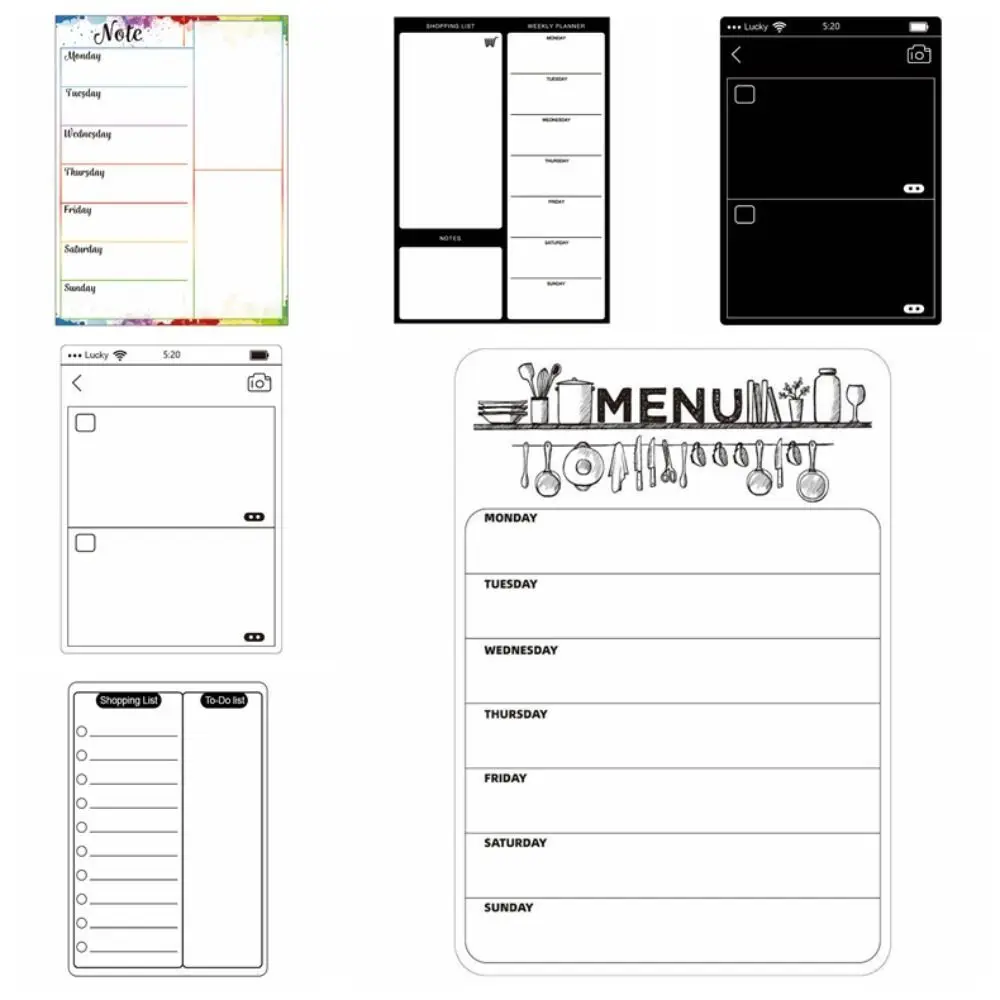 Notepad Memo magnético para geladeira, planejador de semana, lista de mercearia, adesivos do plano, quadro branco para fazer a lista, cozinha