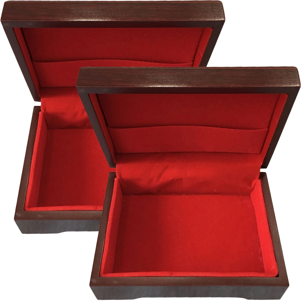 

2pcs Wooden Storage Box Large Rectangular Jewelry Candy Tea Card Holder Smooth Rounded Edges Anti-Deformation Gift Card Players