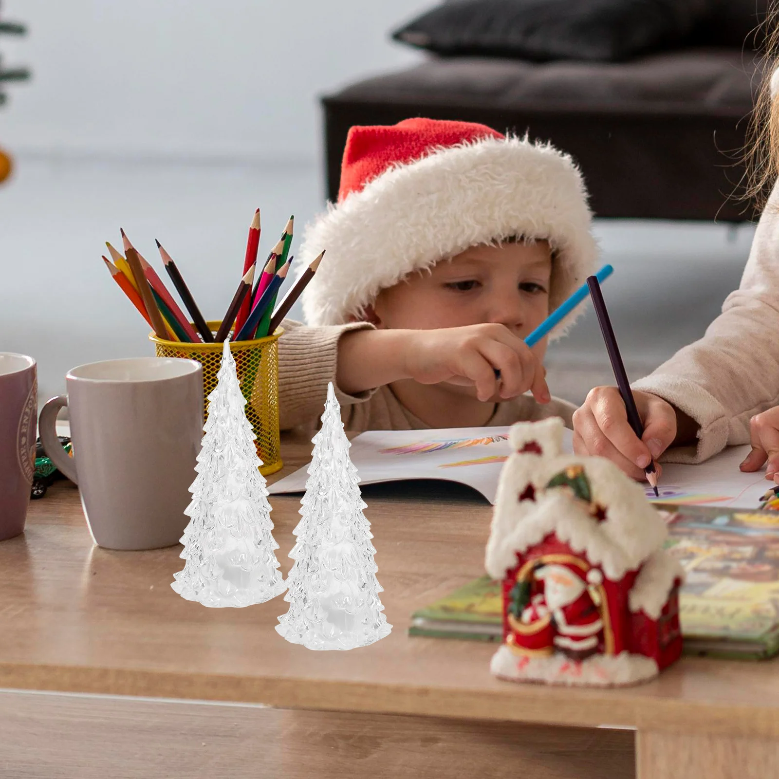 

5Pcs Glowing Christmas Trees Colorful LED Mini Acrylic Lighted Tabletop Holiday Decoration Small Festive Glowing Christmas Tree