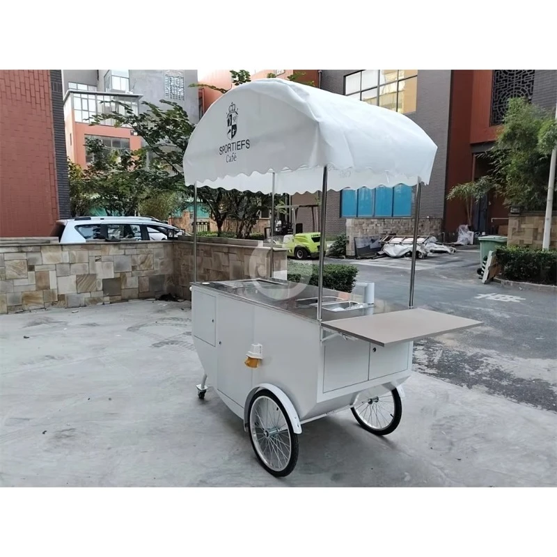 Lowest Price Mobile Ice Cream Push Cart Best Selling With Cooler Box Ice Cream Cart Customized