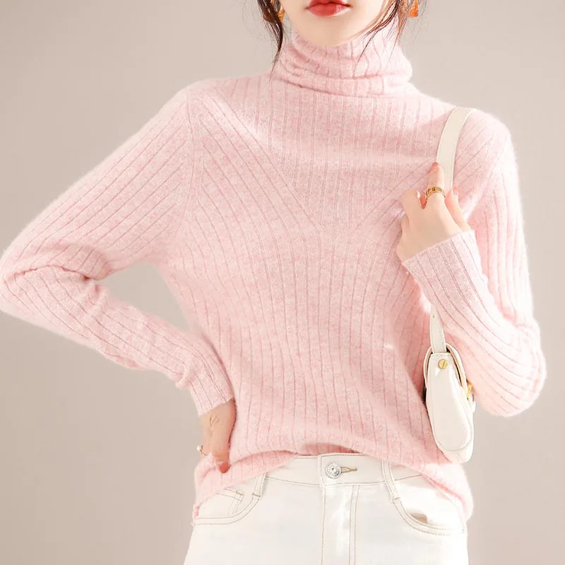 

Autumn and Winter 2022 New Women's Sweater 100% Pure Wool High Neck Knitted Sweater Pullover South Korea Fashion Top