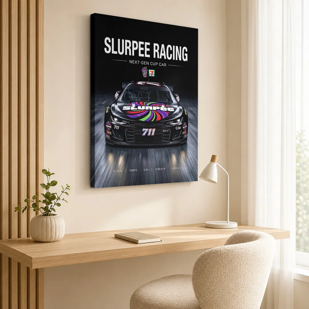 Sleek Camaro ZL1 Slurpee Racing Next-Gen Cup Car Canvas Poster Personalized Photo Blueprint Man Cave Wall Paintings Decoration