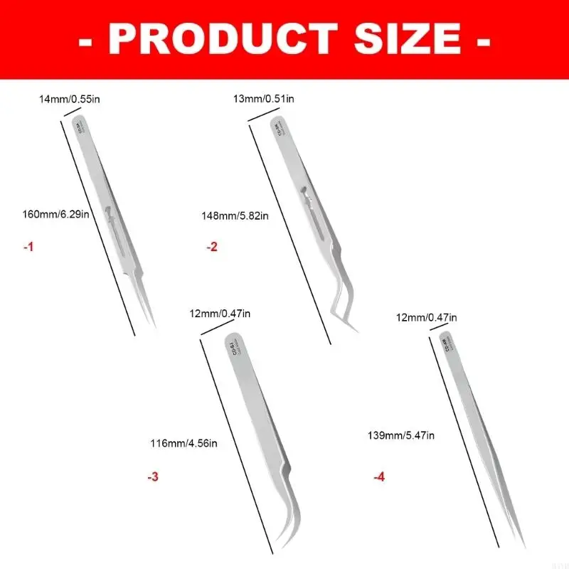 Stainless Steel Precisely Tweezer for Small Parts Handling, Antimagnetic Curved Tweezer for Model Making &Jewelry Sorting M4YD