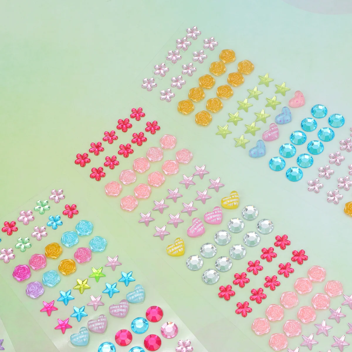 5 قطعة ملصقات الماس الملونة 5 ورقة متنوعة الأحجار الكريمة للحرف اليدوية Diy بها بنفسك حجر الراين الشارات سجل القصاصات الهاتف سيارة ديكور الاكريليك الكريستال