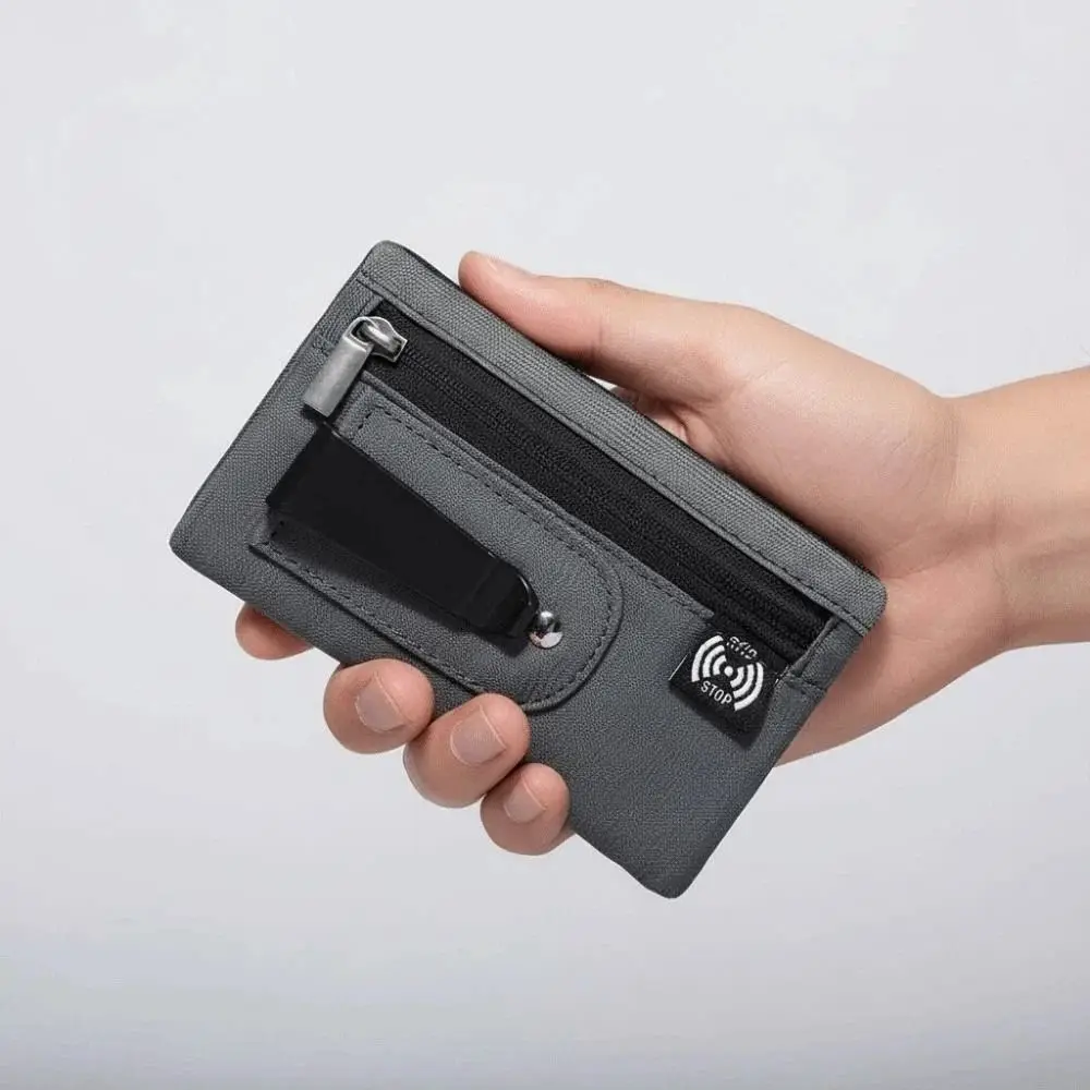 Versatile Thin Clip Stash Pouch Multiple Card Classic RFID Protection Wallet Simple Antimagnetic Card Bag with Back Clip Women