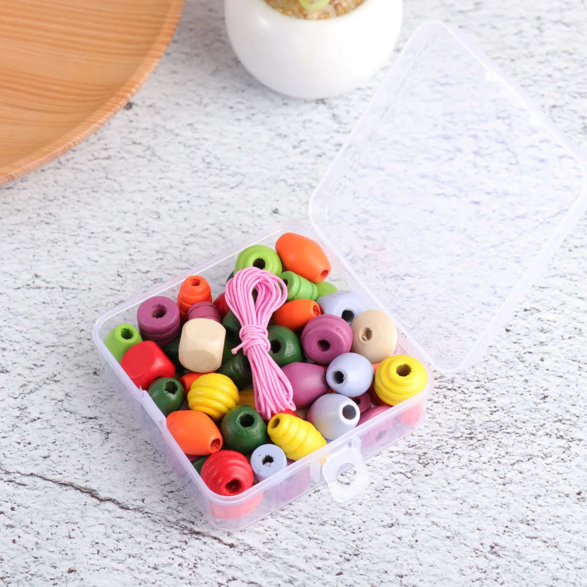 1팩 나무 구슬 끈 DIY 공예 재료 친환경 학습 색상 다양한 몬테소리 감각 활동