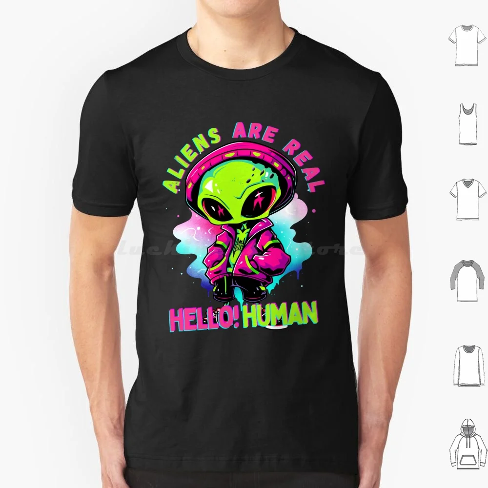 男性と女性のための面白いSF Tシャツ,面白い綿のTシャツ,面白いUFOプリント,人間の緑のモンスター,DIYスペース,本当にこんにちは