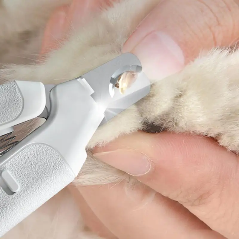 Nail Clippers For Cats Pet Nail Clipper With LED Non-Slip Trimmer Half-Moon Shaped Cutouts Professional Grooming Trimmer Tool