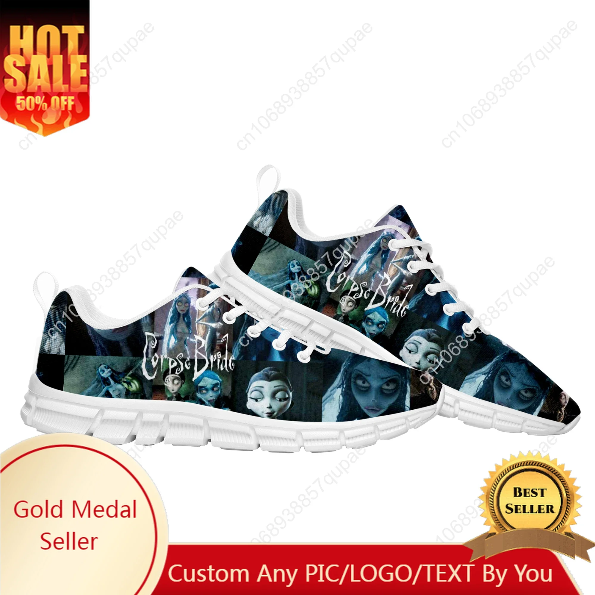 

Corpse Bride Manga Cartoon Sports Shoes Fashion Men Womens Teenager Sneakers Casual Custom High Quality Couple Shoes White