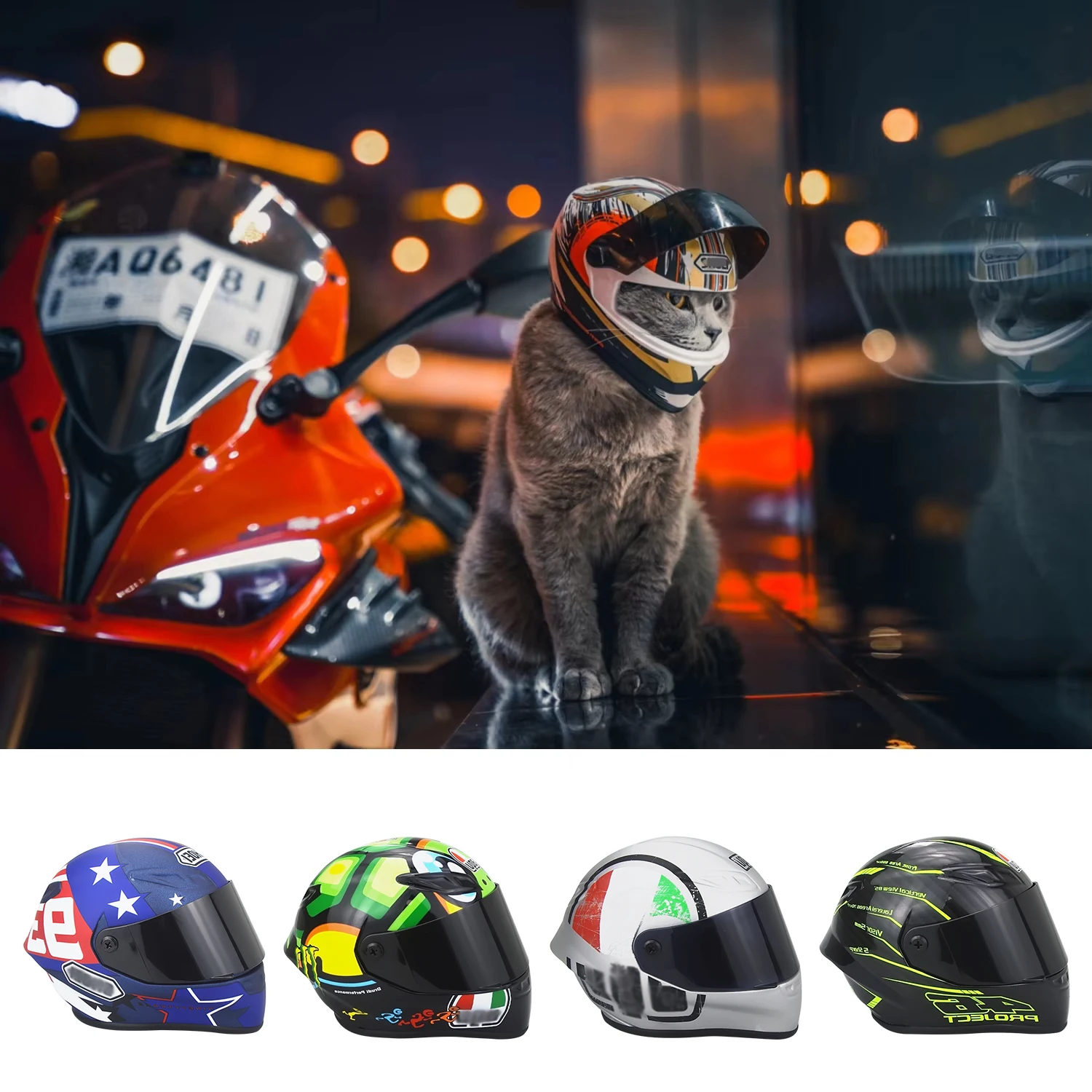 

Pet Motorcycle Helmet Cat Dog Puppy Mini Helmets Full Face Motorcycle Mini Head Protecting Safe Hat,Pet Photo Props Accessorie