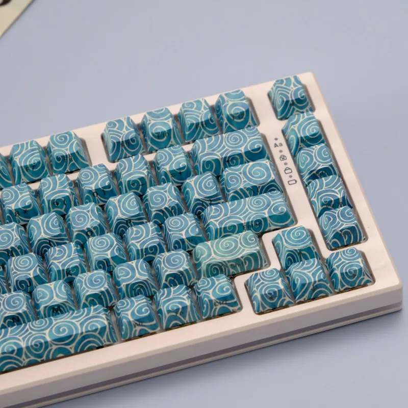 KBCaps 136 Tasten Blue Swirl Seitenlicht PBT Farbstoffsublimation Kirschprofil Tastenkappen Set für MX Switch Gaming mechanische Tastatur