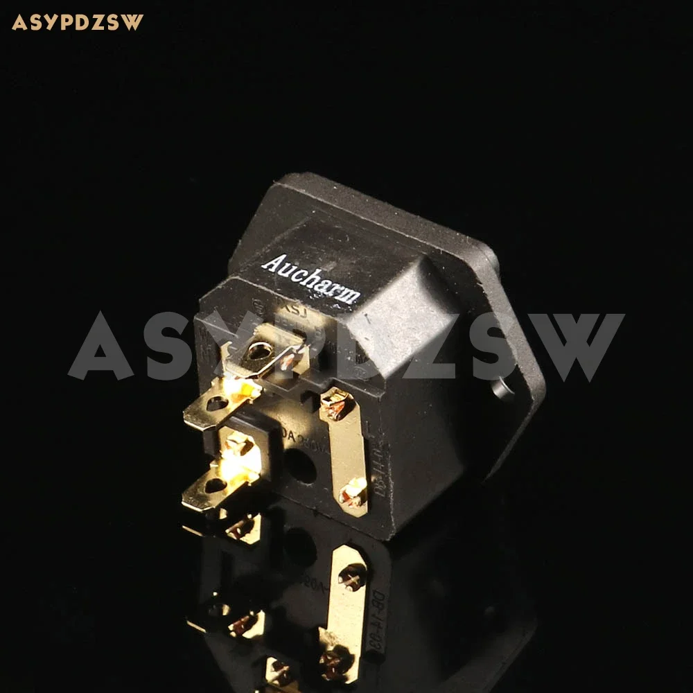 Aucharm IEC socket 4N Purple copper gold-plated 10A/250V HIFI AC Power fuse socket