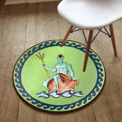 Ginori 1735 Sea God Journey Carpet Round Home Decorative Rug for Living Room Retro Classical Figure Floor Mat Chair Pad Non-slip