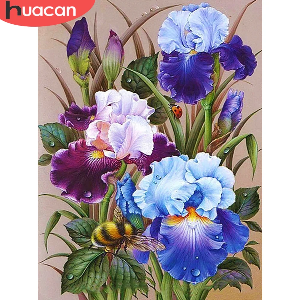 HUACAN Diamonds Painting Flower Iris Cross Stitch Picture Of Rhinestones Diy Handmade 30x40cm Embroidery Sale Floral Needlework