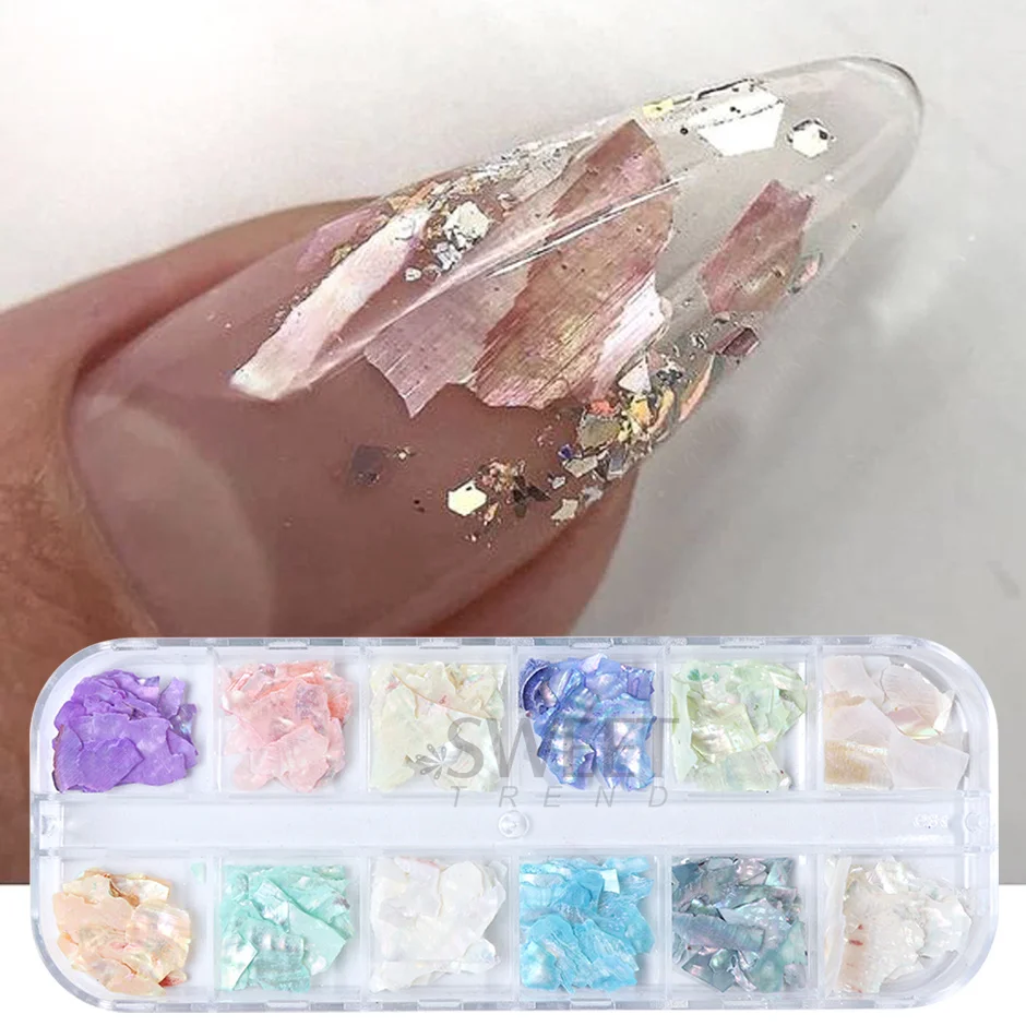 1Box Abalone Shell Slice Nail Art Paillette Flakes Irregular Color-changing Fragments Texture Sequin 3D DIY Manicure Decor SAB03