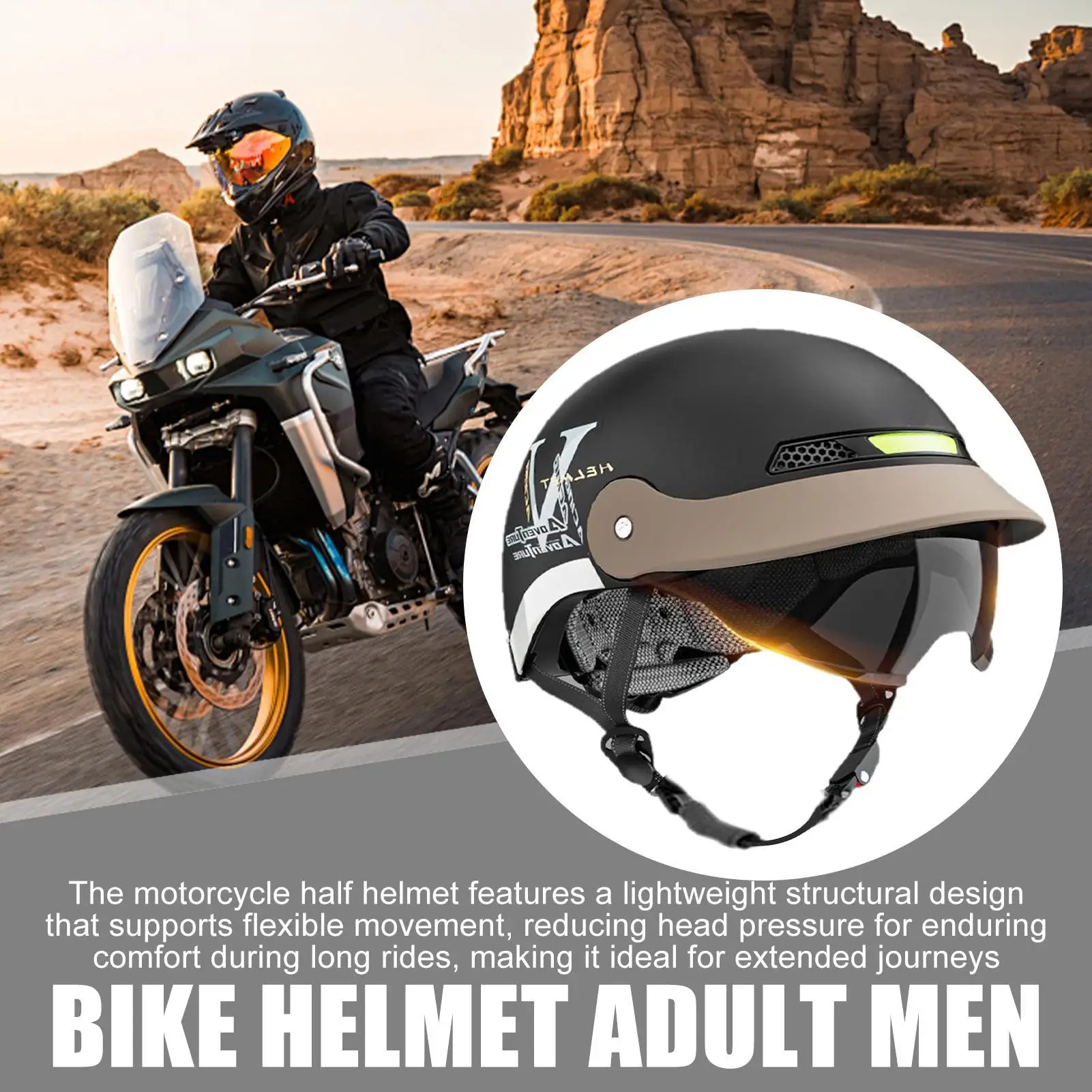 

Шлем с открытым лицом, шлем для скутера с солнцезащитным козырьком, быстросъемный головной убор для мужчин и женщин, ATV Cruiser, велосипед, горный скейтборд