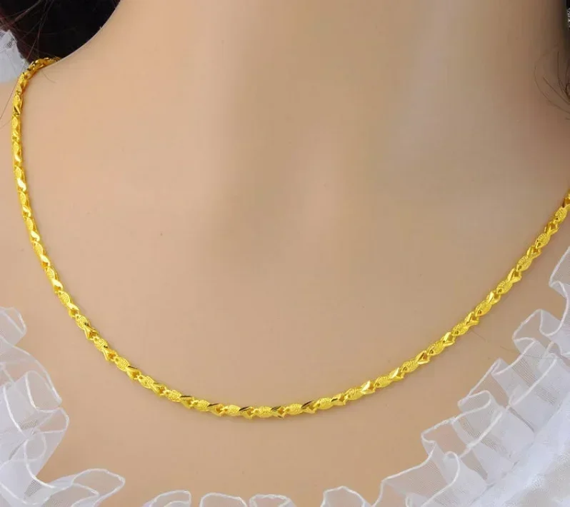 

Gold AU750 necklace for women niche design 24K clavicle chain small waist 999 pendant trendy simple gift pure gold necklace for