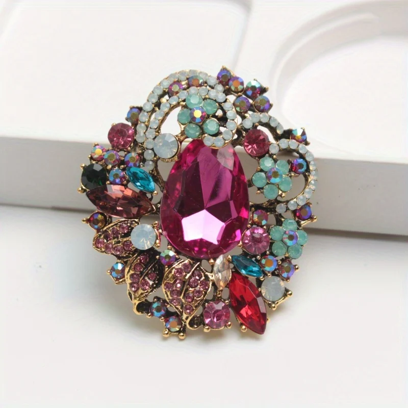 Vintage Elegance Boho Style Rhinestone Brooch Personalized Design for Unisex Fashion Pin Accessories