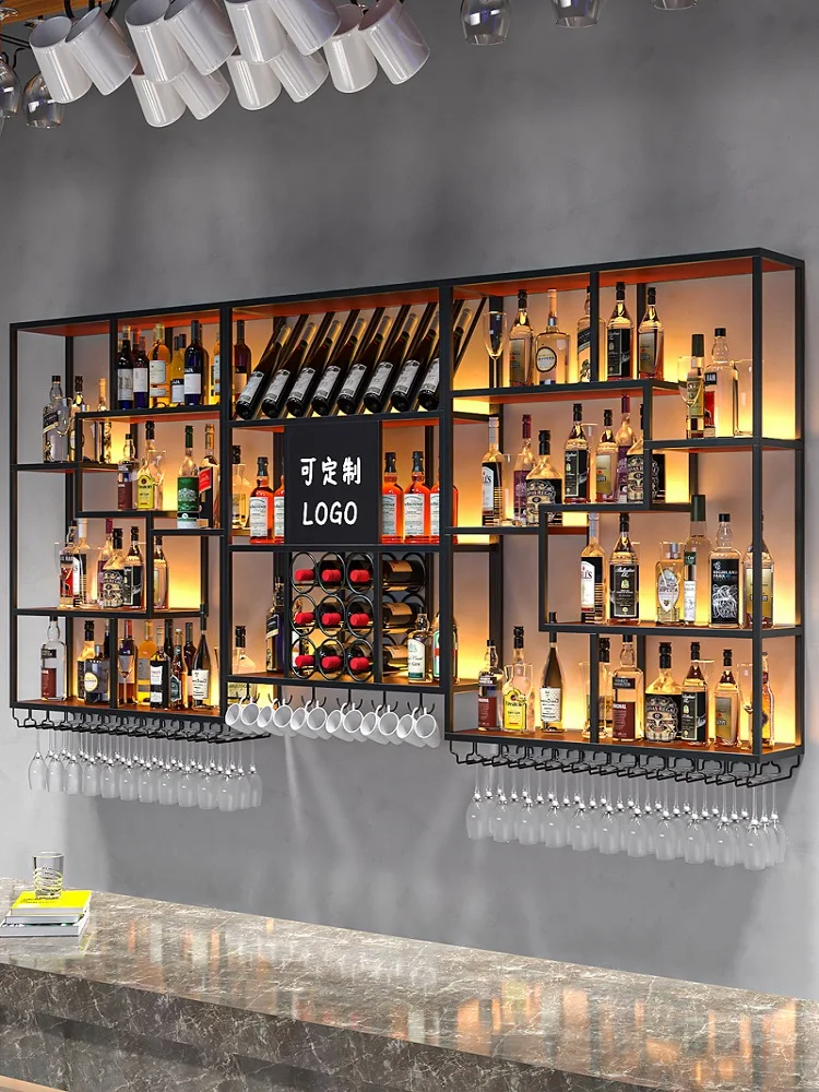 Modern Bar Counter Wall Hanging Cabinet Wine Rack Wall-mounted Restaurant Wine Cabinet Wall Hanging Wine Creative Rack