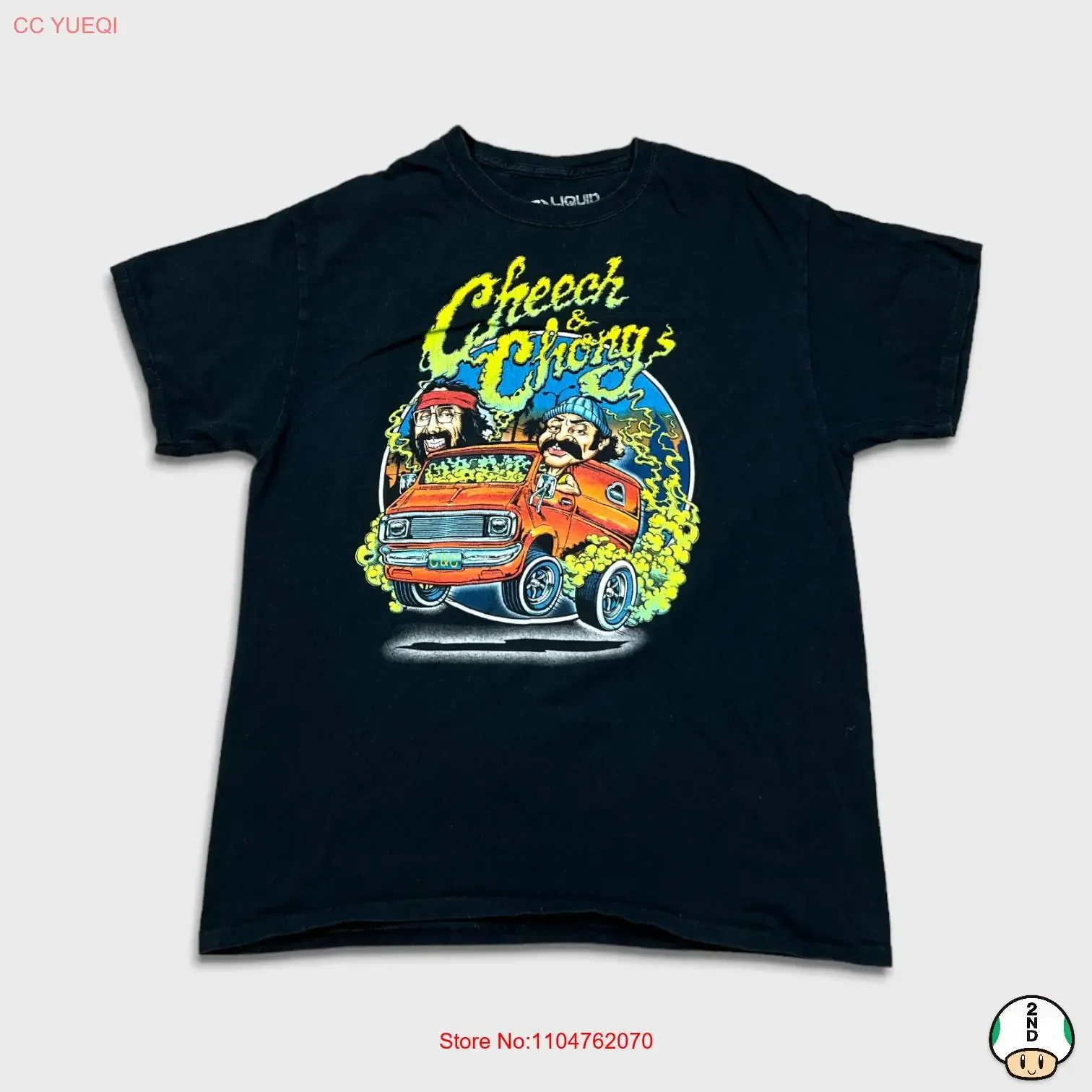 Liquid Blue Cheech Chong T Shirt Mens Large Black  Movie vintage Washed Stretched Stylish Unisex Comfortable graphic fashion