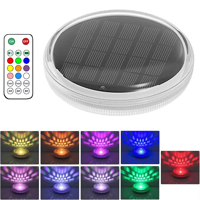 Solar Floating Pool Lights RGB Color Changing Pool Projector Light Waterproof LED for Pool Hot Tub Wedding Path Party Decoration