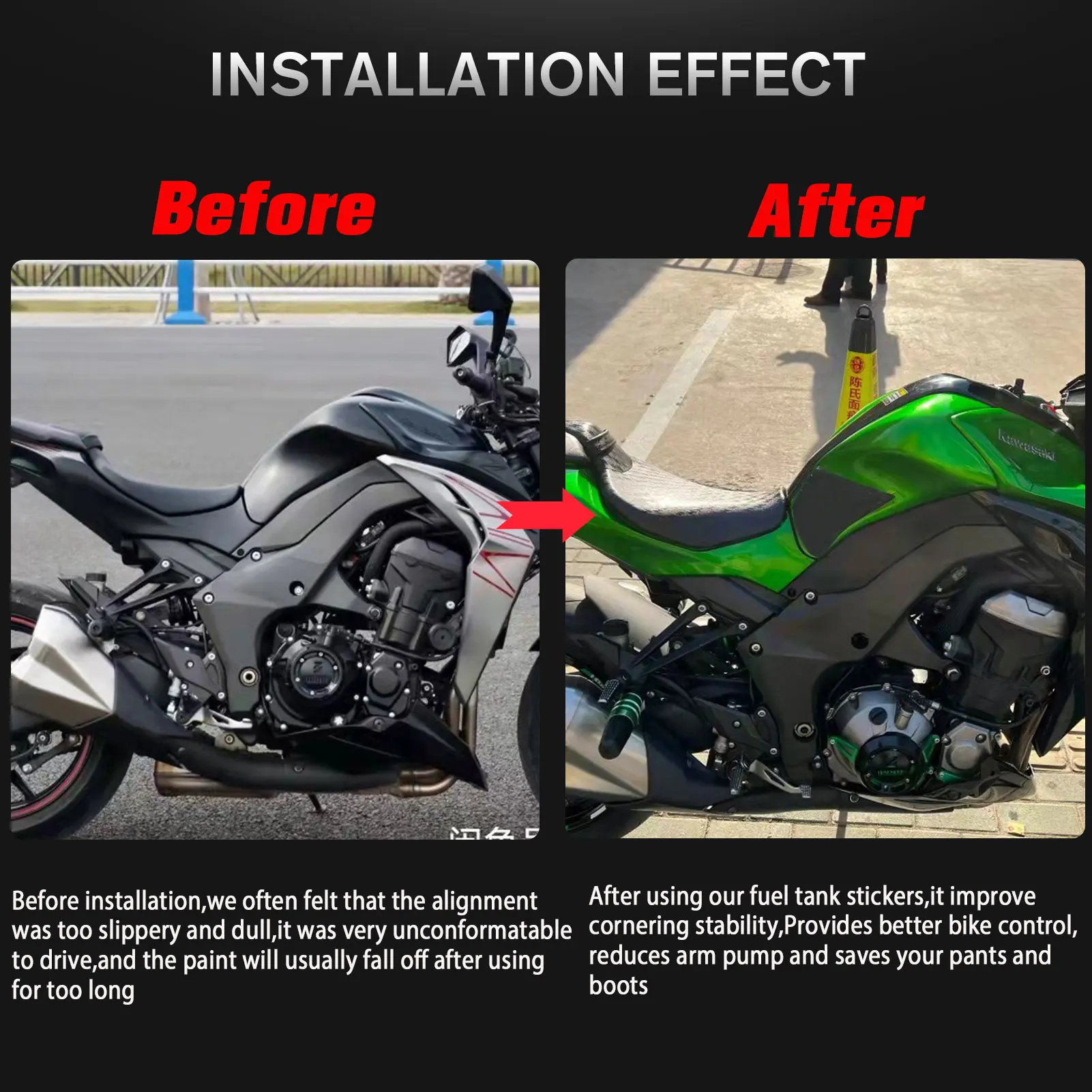 لكاواساكي z 1000 خزان قبضة الوسادة 2015-2020 المضادة للانزلاق الركبة حماية غطاء الوقود محكم سطح دراجة نارية ملصقات التبعي