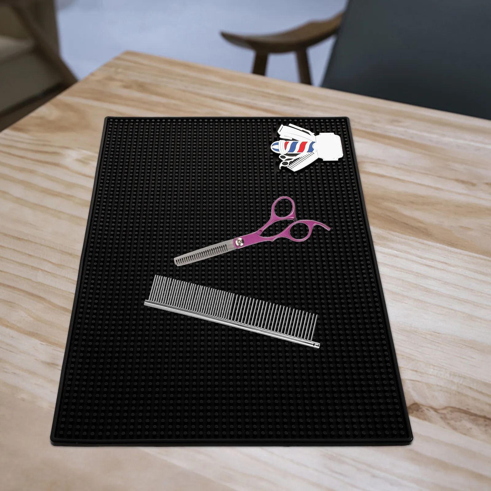 

Silicone Barber Mat Flexible Non Slip Station Organizer Pad Hair Tool Organizer Salon Mat for Clippers Hair Styling