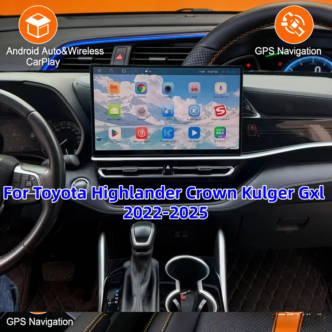 

MZ 15.6" Android Screen Car Stereo For Toyota Highlander Crown Kulger Gxl 2022-2025 Multimedia Player Audio CarPlay GPS Navi