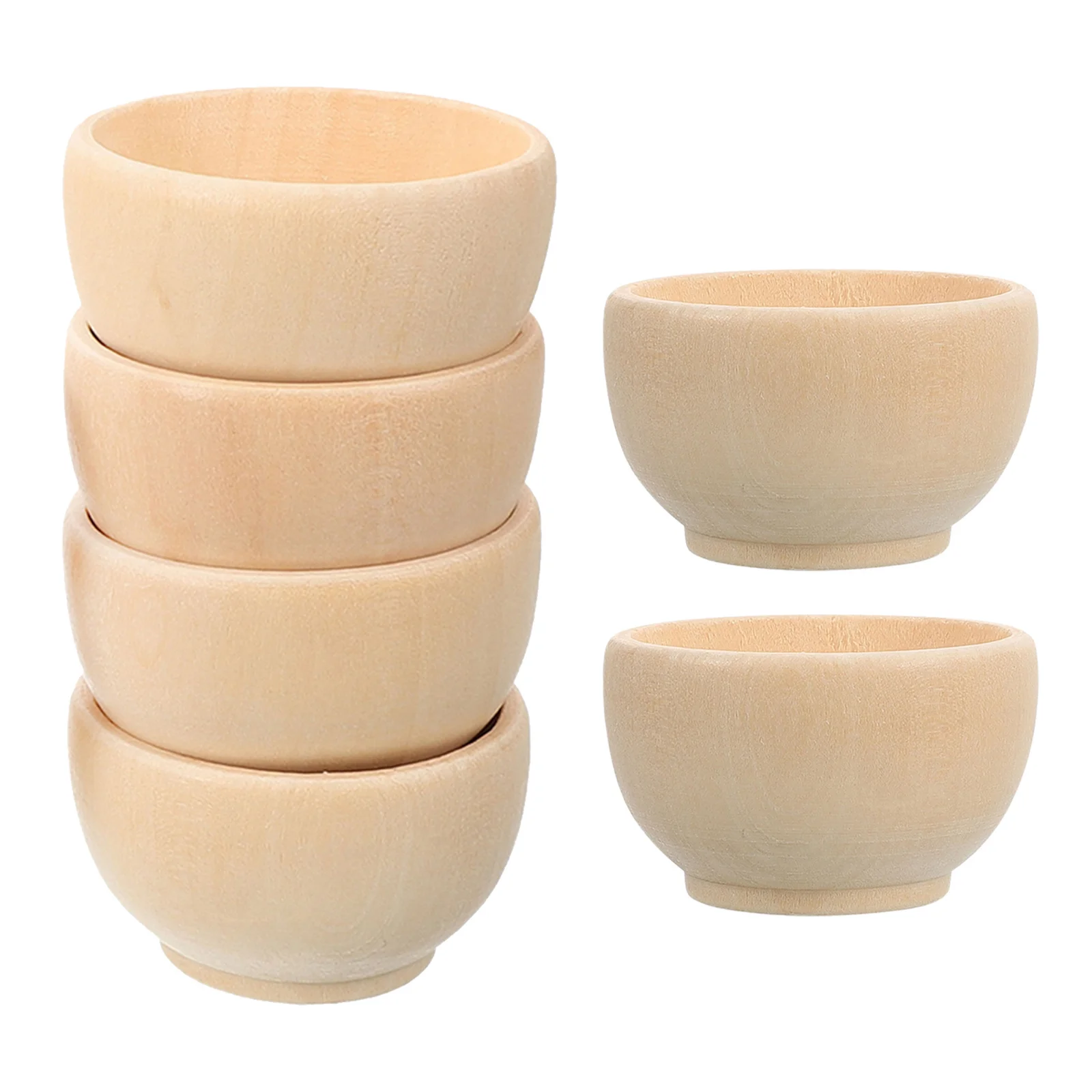 ชามไม้ดิบขนาดเล็ก 6 ชิ้น สำหรับใส่ของหวาน ขนม ของว่าง งาน DIY งานฝีมือ ทาสี ชามสลัด ชามใส่ถั่ว ทำจากไม้ธรรมชาติ