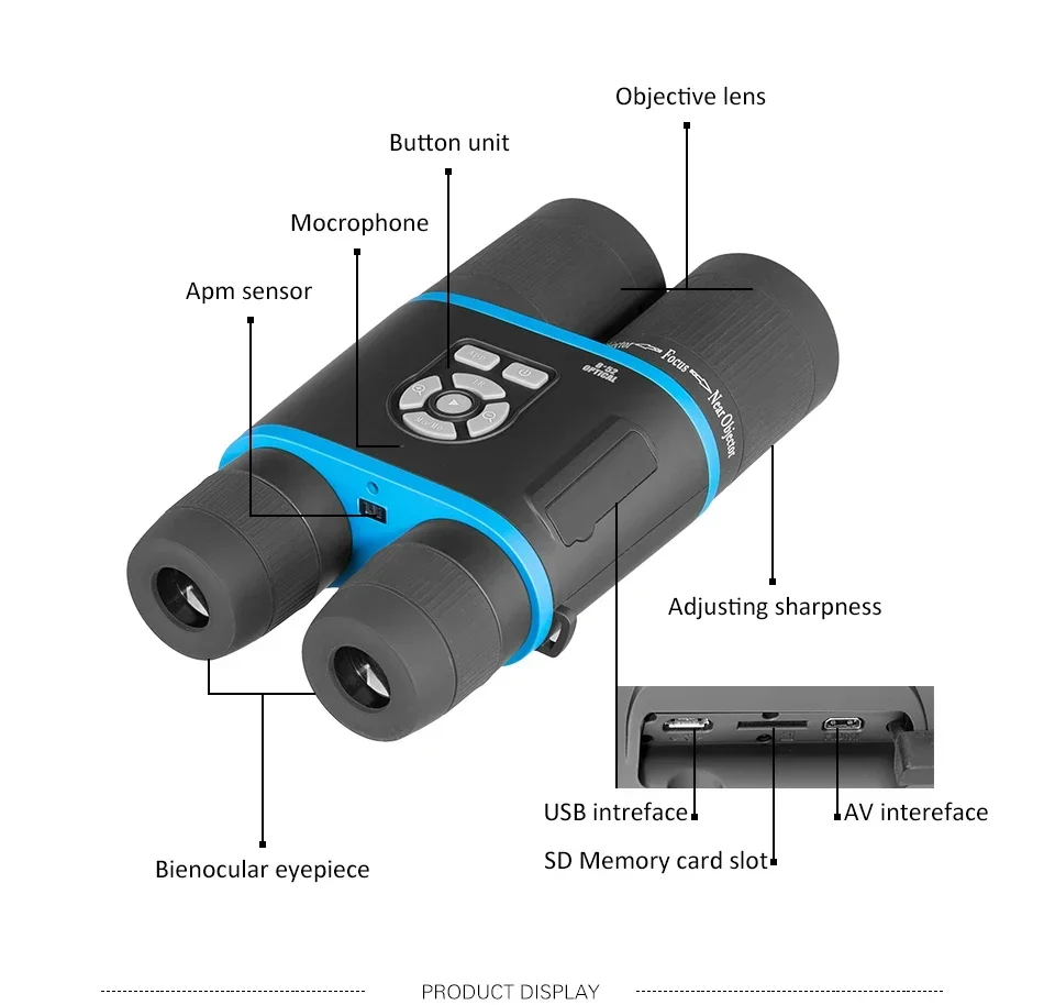 T103 8X52 Digital Hunting Infrared 1080P Night Vision Device Wireless Phone Connection Day Night Color Binoculars Telescope