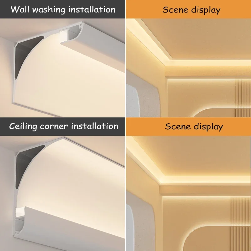 Free Open Ceiling Aluminum Led Profile 2M Living Room Top Corner Linear Lights Hard Bar Strip Lighting