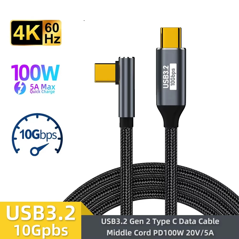 5A 100W USB C 3 Gen2 10Gbps Cable Type C to C 4k 60Hz Video Cable QC4.0 3.0 Fast Charging Cable For MacBook Pro Samsung Xiaomi