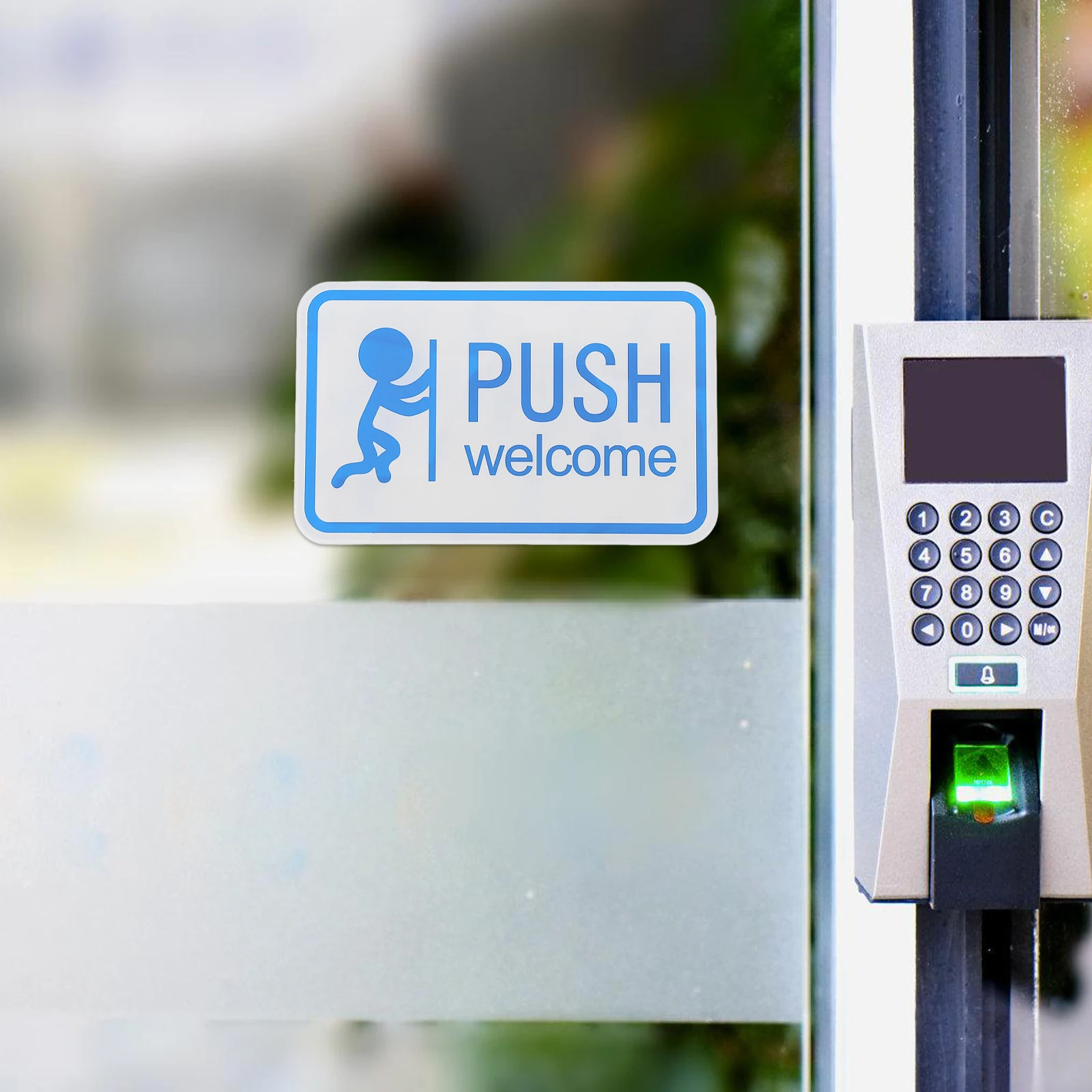 

2 Pcs Sliding Door Placard Glass Push and Pull Sign Acrylic Indicator Doors Adhesive Signs Blue Label