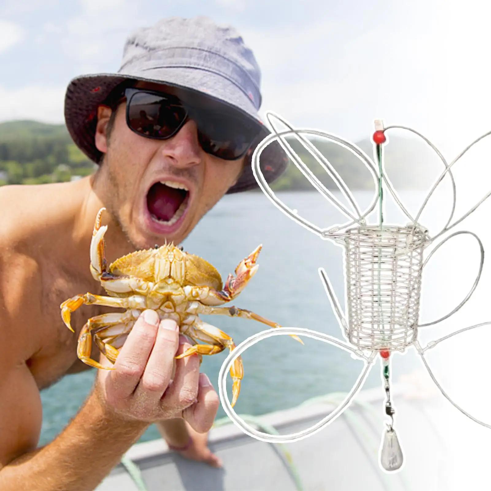 

Crab Snare Loops Stainless Steel Crab Catching Tool Steel Wire Lure Trap 8 Laps Crab Fishing Cages Feeder Fishing Crab Trap