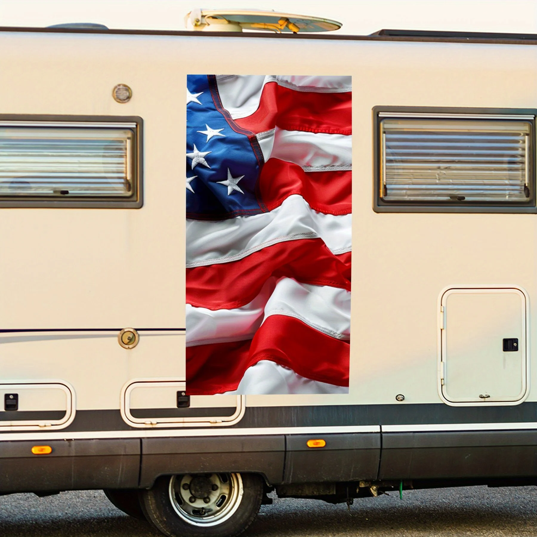 

Виниловая наклейка с американским флагом и волнами для двери автомобиля на колесах, водонепроницаемые самоклеящиеся виниловые наклейки, защита автомобиля