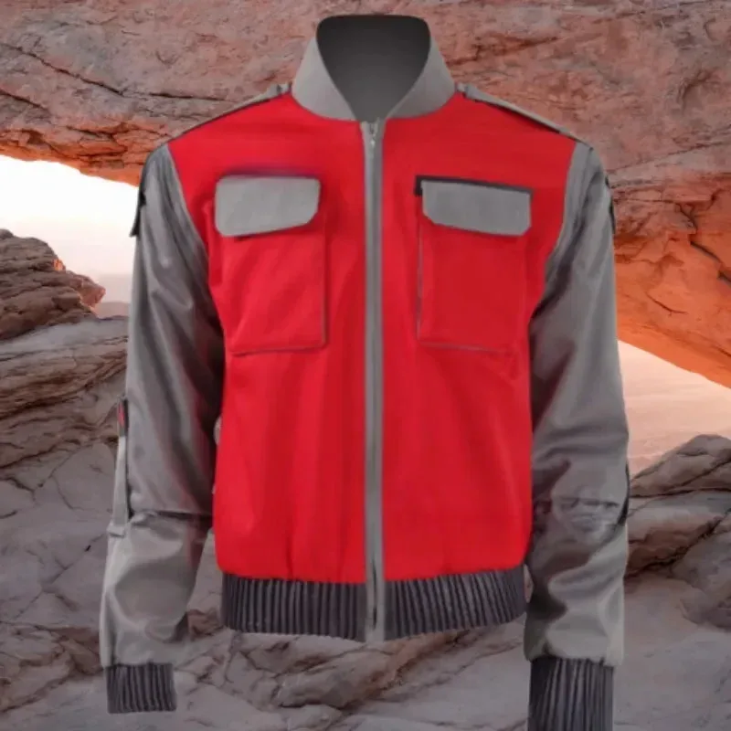 

Костюм для косплея из фильма «Назад в будущее», оранжевая верхняя одежда, пальто, мужской наряд COS, куртка Marty, карнавальное платье на Хэллоуин