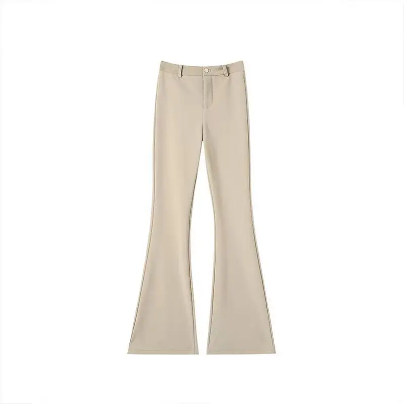 Summer Women's Flared Tailored Pants 2026 High Waist Stretch Slimming Bootcut Trousers Floor-Length Elegant Office Wear