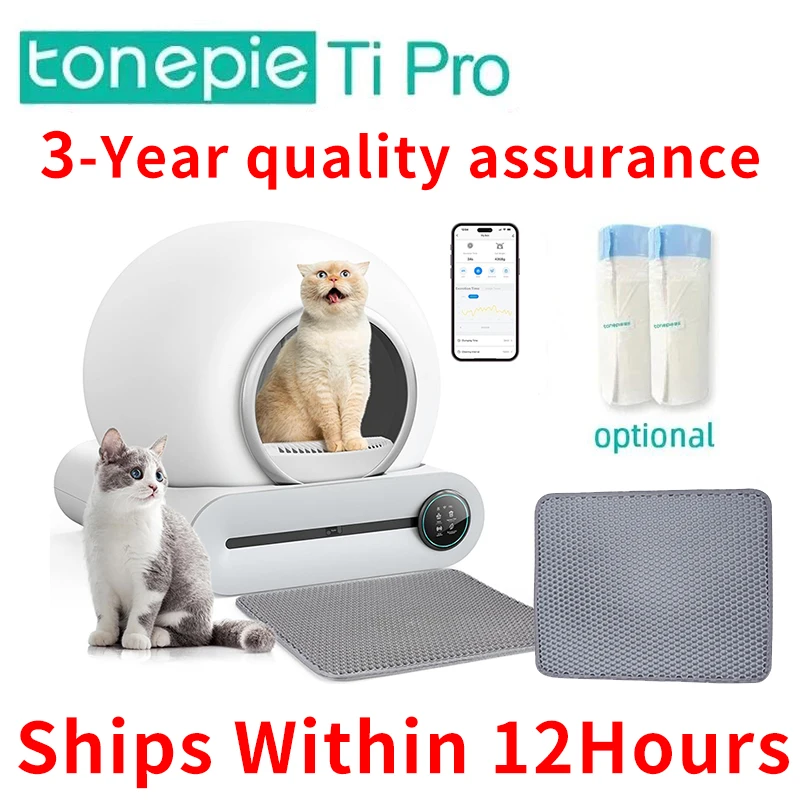 

Tonepie Cat Litter Box Self Cleaning Automatic Litter Box with App Control 65L Cat Toilet Tray English Version Arenero Para Gato