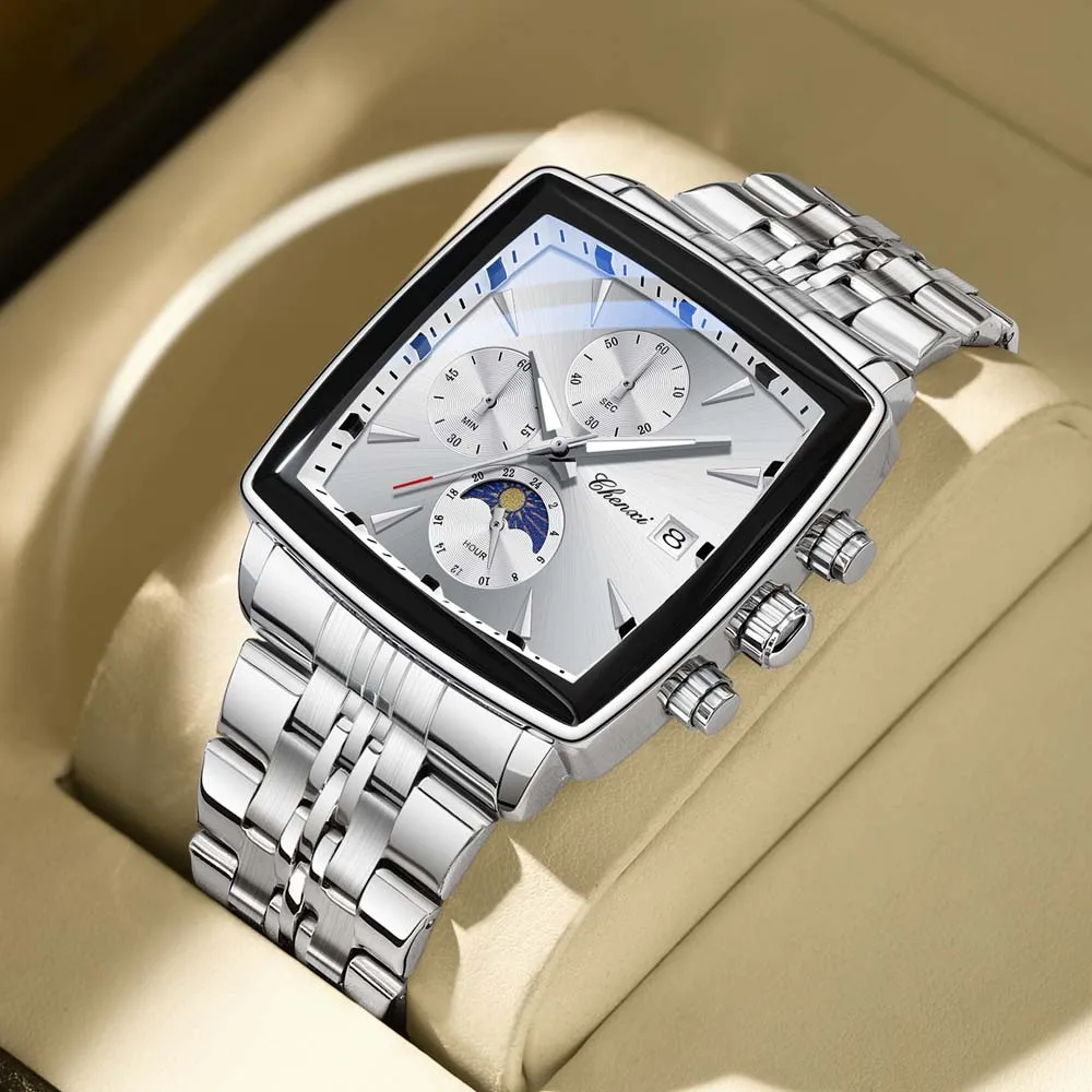 CHENXI New Multifunction Quartz Watch Business Men's Chronograph Luminous Calendar Three-Subdial Six-Hand Design Men Wristwatch